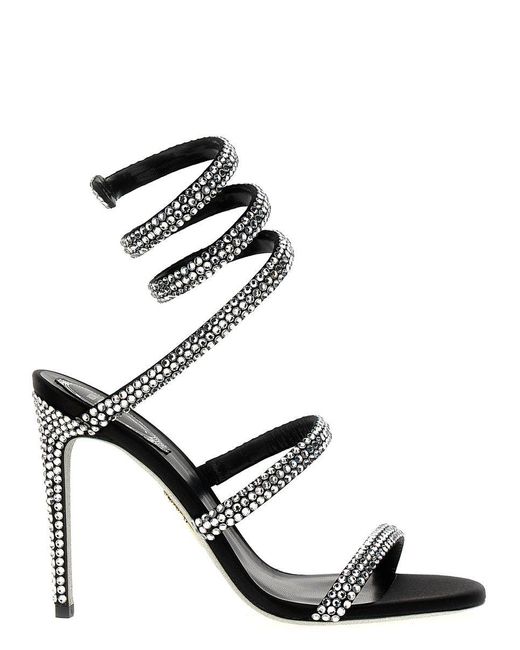 Rene Caovilla Black Cleo Crystal Embellished Sandals