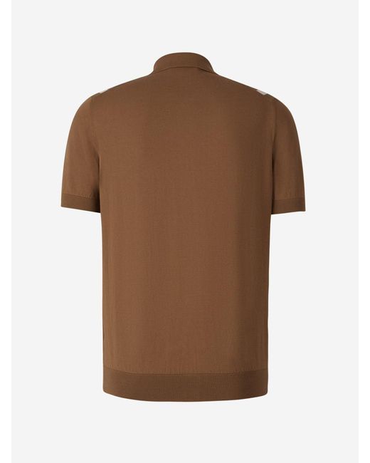 Gran Sasso Black Striped Motif Button Polo Shirt for men