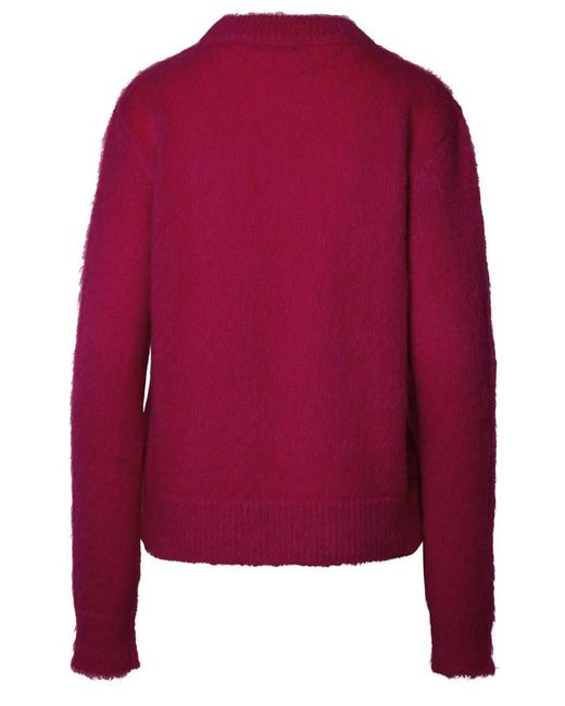 Balmain Red Fuchsia Virgin Wool Blend Sweater