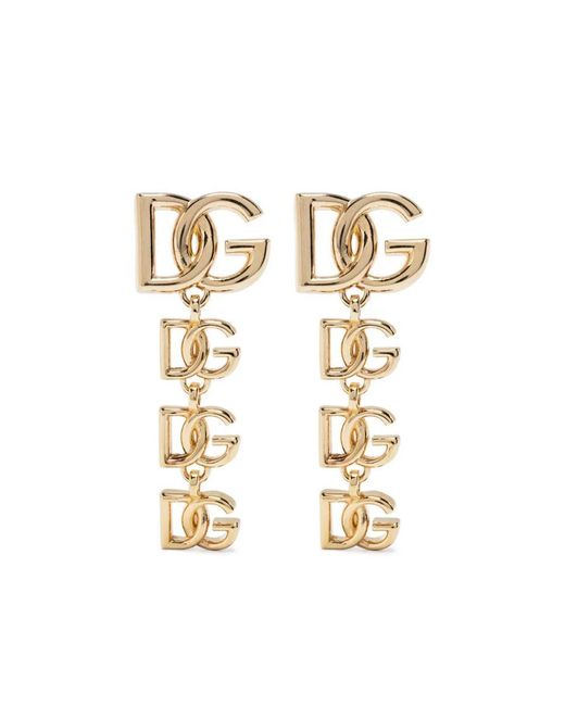Dolce & Gabbana White Logo Drop Earrings