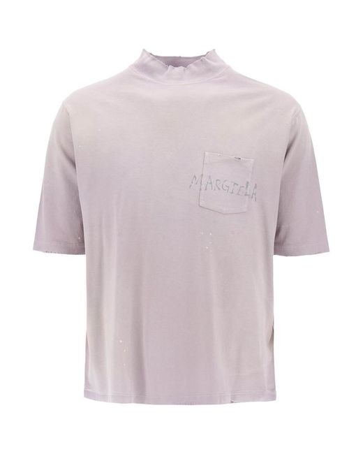 Maison Margiela Pink Handwritten Logo T-Shirt With Written Text for men