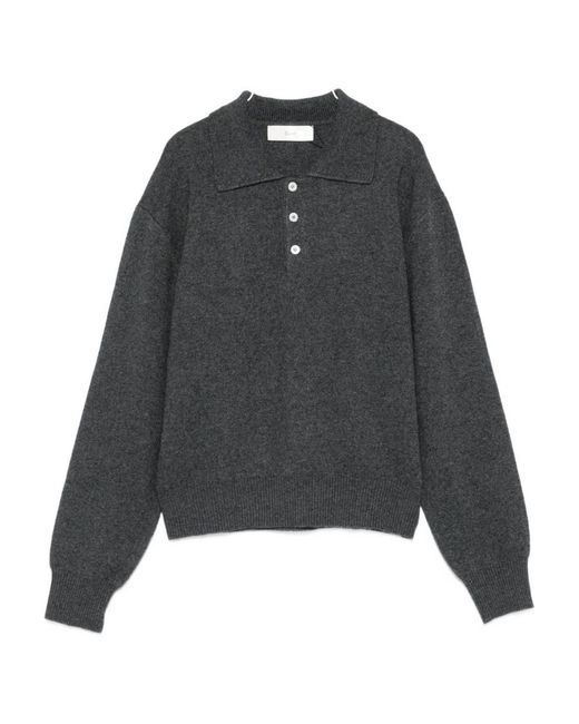 DUNST Gray Wool Blend Polo Sweater