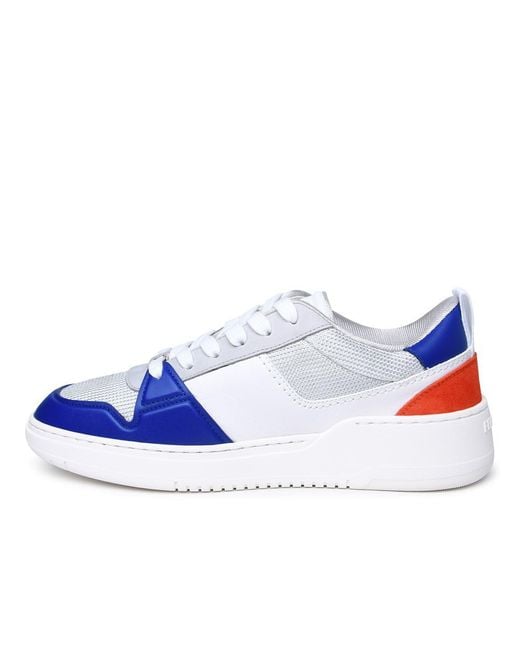 Ferragamo Blue Multicolor Leather Blend Sneakers for men