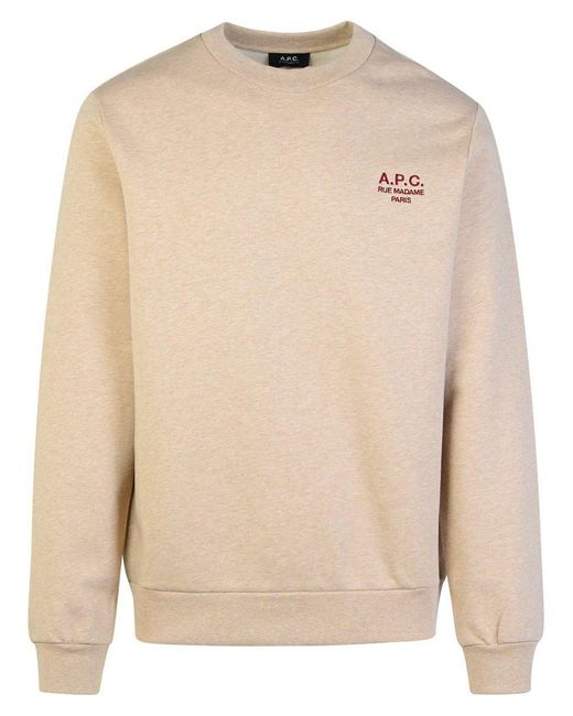 A.P.C. Natural 'Rue Madame' Cotton Sweatshirt for men
