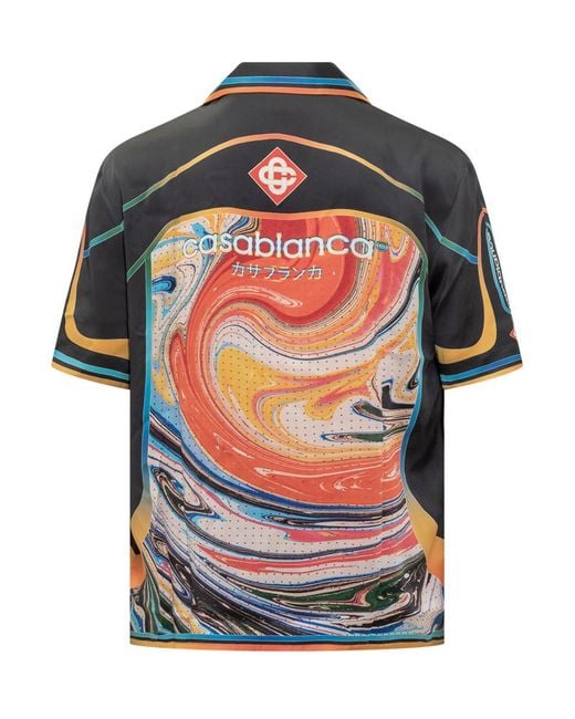 Casablanca Gray Shirt With Multicolor Abstract Print for men