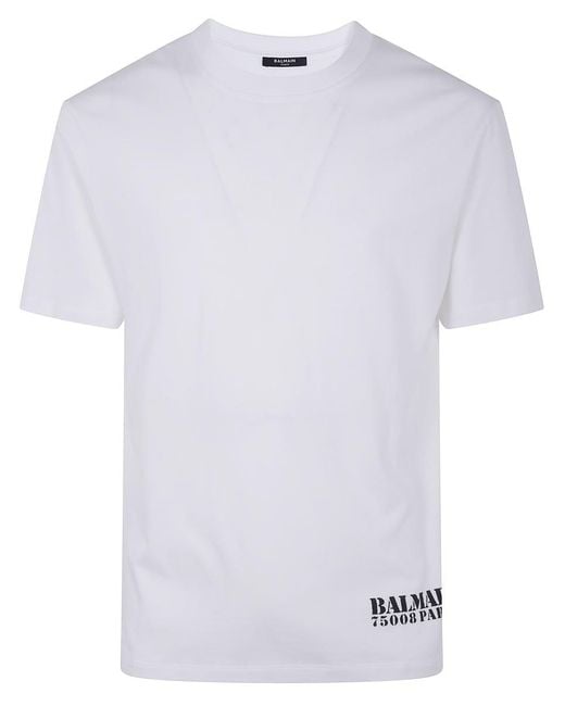 Balmain White Small Stamp" Regular Fit T-Shirt for men