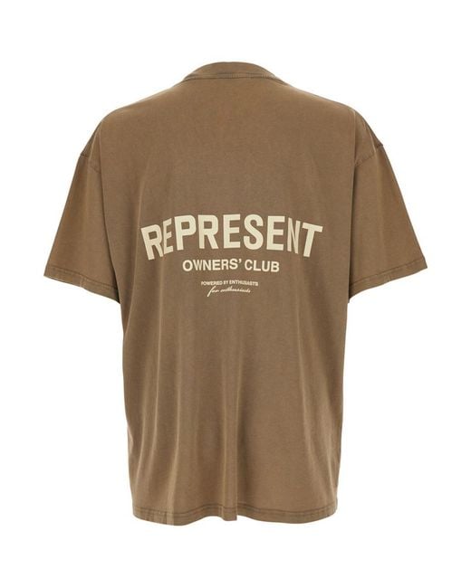 Represent Brown T-Shirt With Logo On The Front And Maxi Logo On The Back for men
