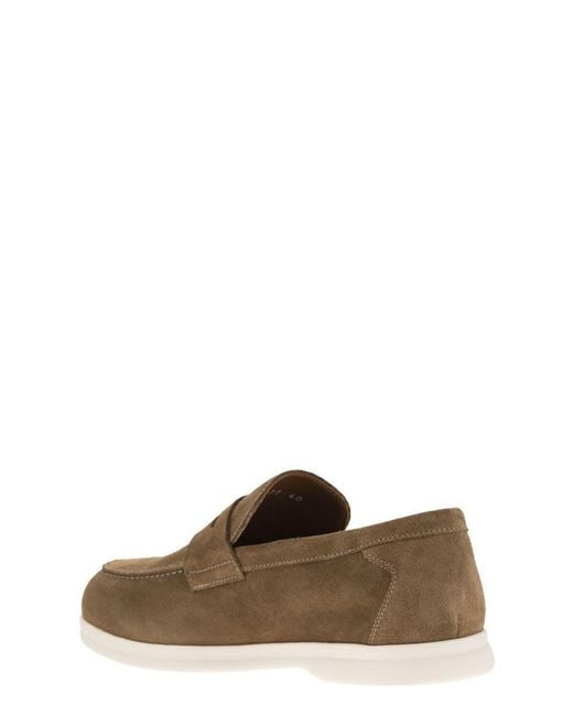 Doucal's Brown Penny - Suede Moccasin for men