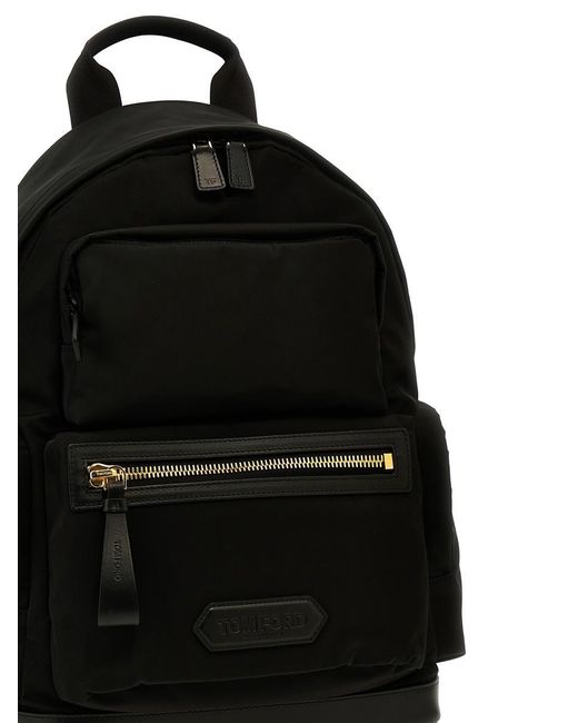 Tom Ford Black Logo Nylon Backpack Backpacks for men