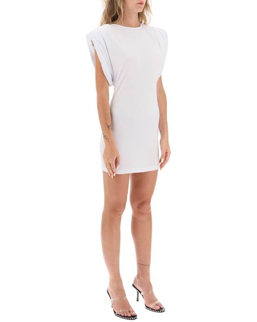 Wardrobe NYC White Mini Sheath Dress With Structured Shoulders