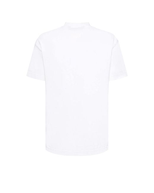 Palm Angels White Printed Canvas T Shirt for men
