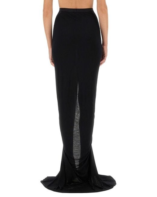 Rick Owens Black Long Skirt With Slit