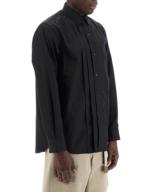 Sacai Black Layered Poplin Effect Shirt With for men