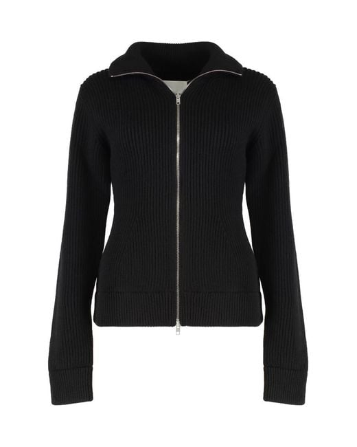 Maison Margiela Black Wool Cardigan With Zipper