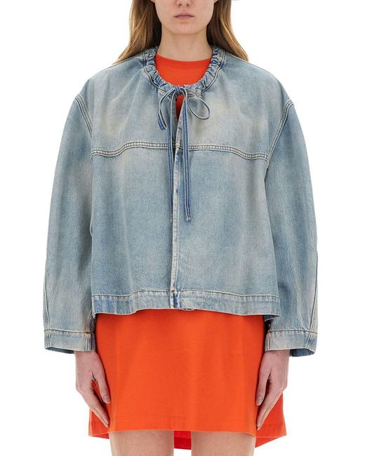 MSGM Blue Relaxed-Fit Oversized Denim Jacket