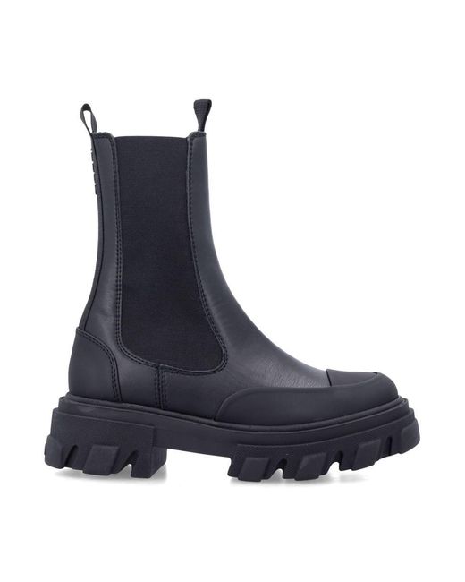 Ganni Blue Cleated Mid Chelsea Boots