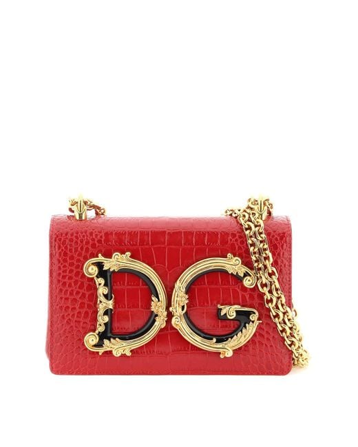 Dolce & Gabbana Crocoembossed Leather 'dg Girls' Bag in Red Lyst