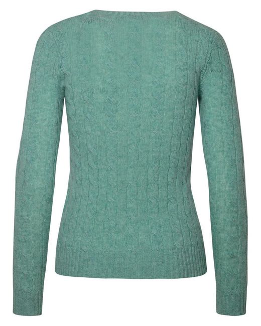 Polo Ralph Lauren Green Tourquoise 'Julianna' Crewneck T-Shirt With Braided Texture
