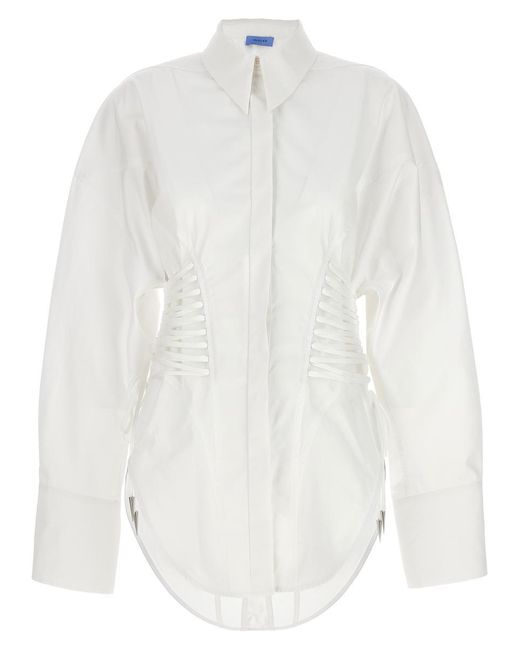 Mugler White Laced-up Shirt, Blouse