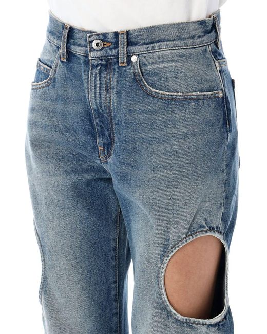 Off-White c/o Virgil Abloh Blue Meteor Cut-Out Straight-Leg Jeans (Size 26)