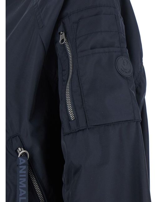Save The Duck 'lil' Blue-black Bomber Jacket With Front Pockets And Logo Patch Applied On The Sleeve In Tech Fabric Woman