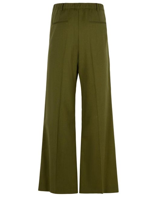 Marni Green Virgin Wool Pants With Stitched Pleats for men