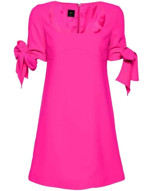 Pinko Pink Ribbon Tie-detailed Mini Dress