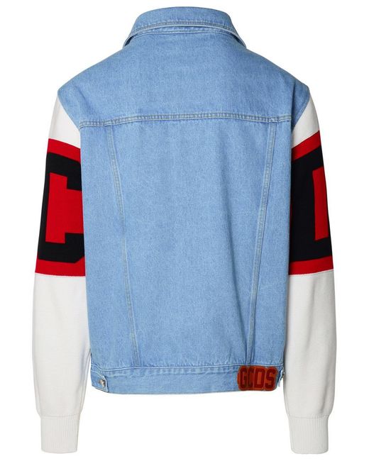 Gcds Blue Multicolor Cotton Jacket for men