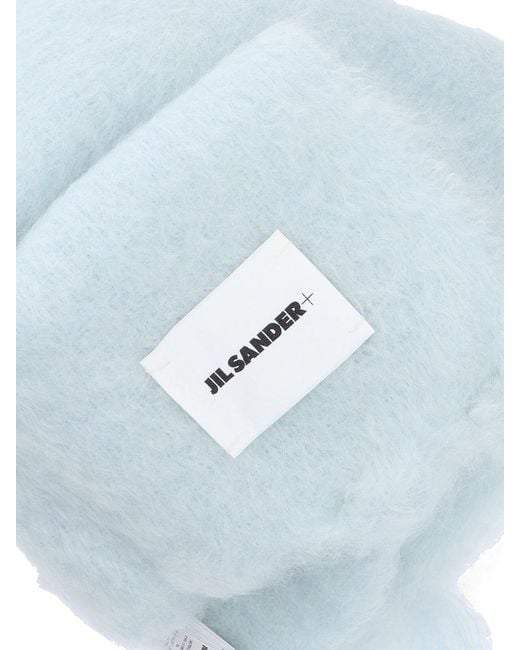 Jil Sander Blue Mohair And Wool Blend Scarf