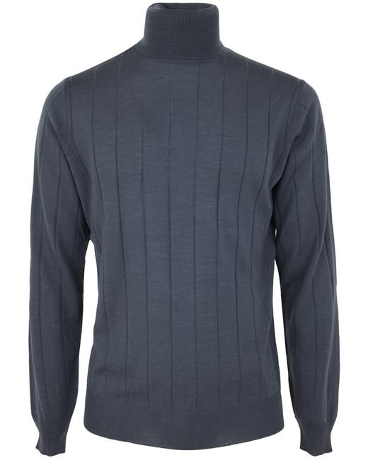 FILIPPO DE LAURENTIIS Blue Royal Merino Long Sleeves Turtle Neck Sweater for men