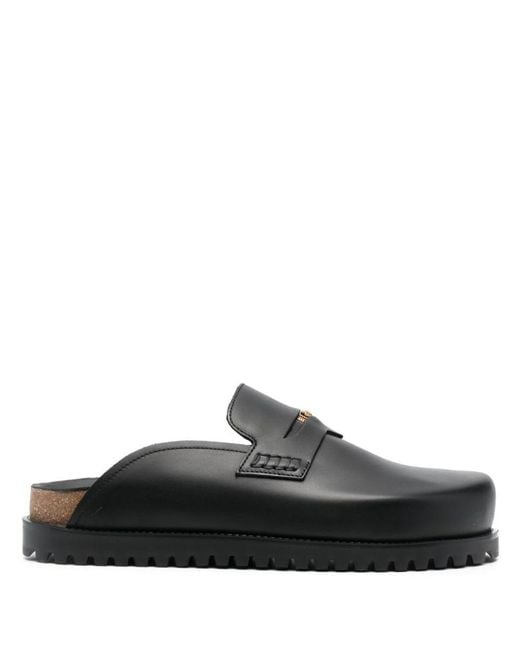 Versace Gray Leather Mules for men
