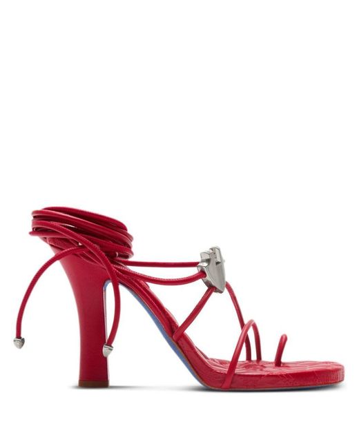 Burberry Red Ivy Shield Heeled Sandals 105