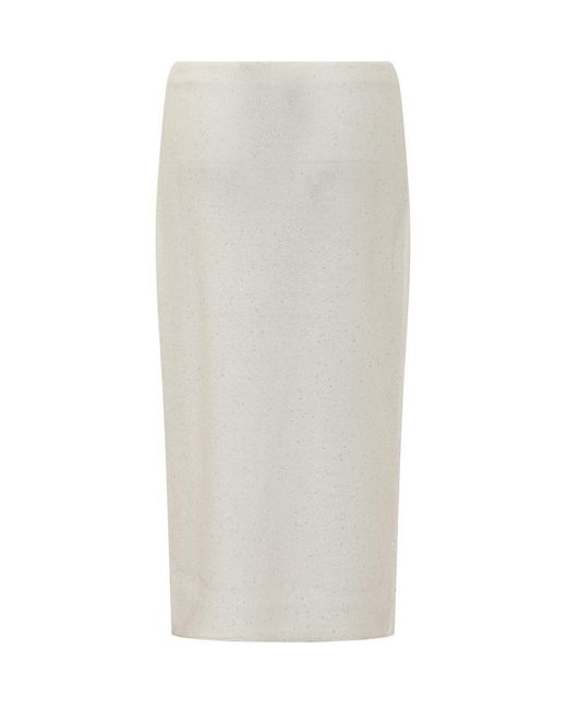 Fabiana Filippi White Sequins Skirt