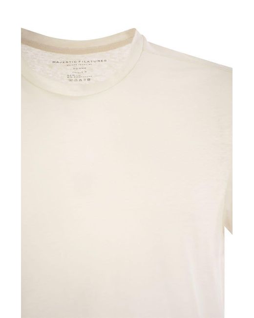 Majestic Filatures White Linen Crew-neck T-shirt for men