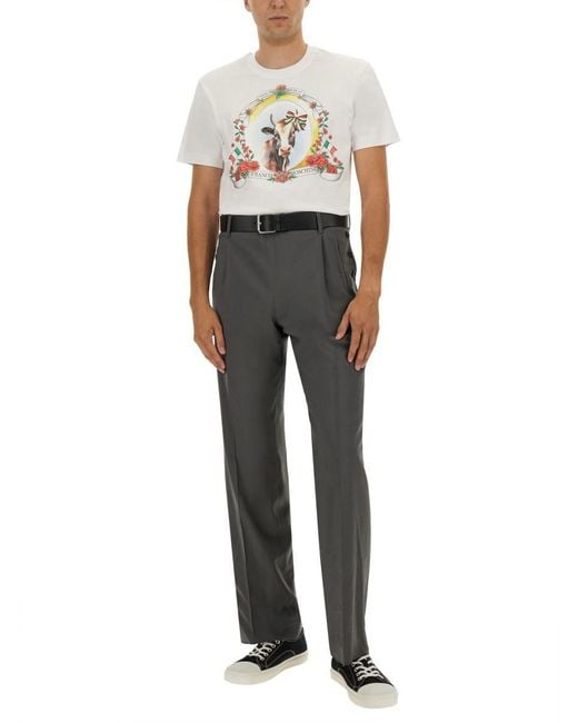 Moschino White Front Logo Print T-Shirt for men