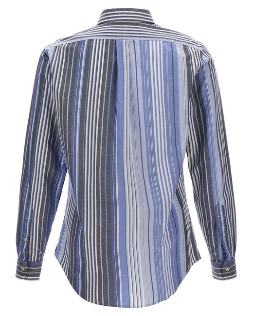 Polo Ralph Lauren Blue Logo Embroidery Striped Shirt Shirt, Blouse for men