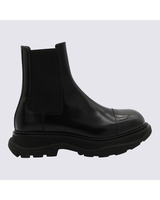 Alexander McQueen Black Leather Chelsea Boots for men