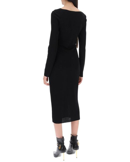 Tom Ford Black Knitted Midi Dress With Cut Outs