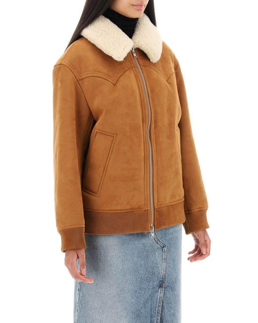 Stand Studio Brown Lillee Eco-Shearling Bomber Jacket