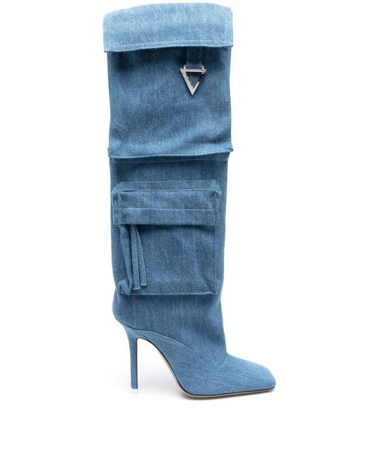 The Attico Blue Sienna 105mm Denim Boots