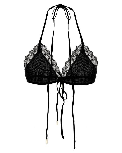 The Attico Black Rhinestone Bra