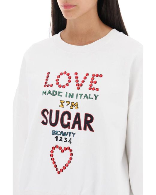 Dolce & Gabbana White Jersey Sweatshirt With Dolce&gabbana Lettering