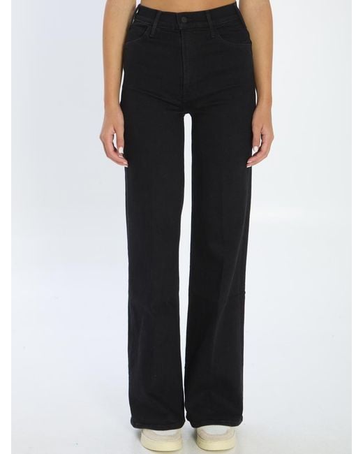 Mother Black The Hustler Roller Sneak Denim Jeans