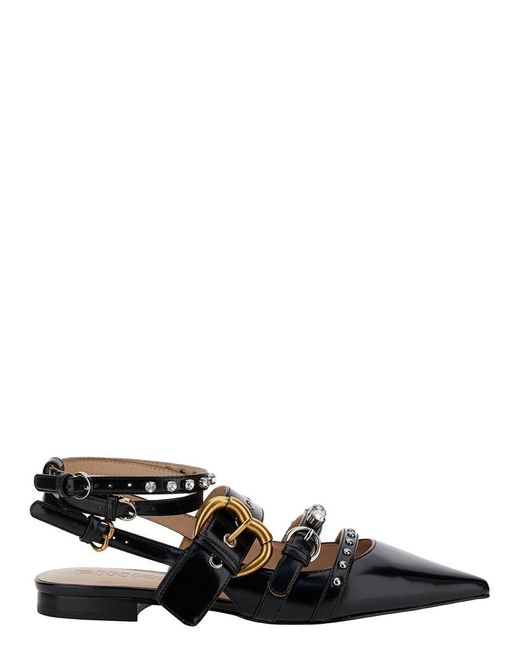 Pinko Black Slingback With Studs And Multi Straps