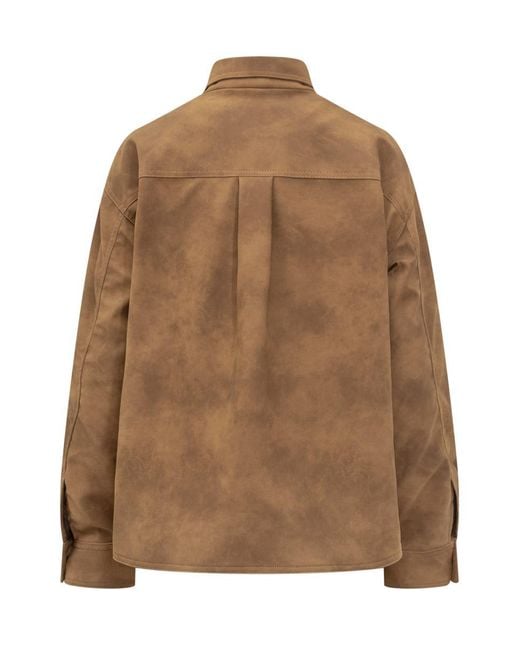 DES_PHEMMES Brown Des Phemmes Suede Shirt With Embroidery