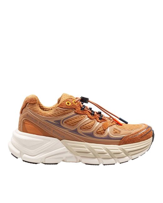 Barracuda Brown Round-one Sneakers In Technical Fabric And Suede