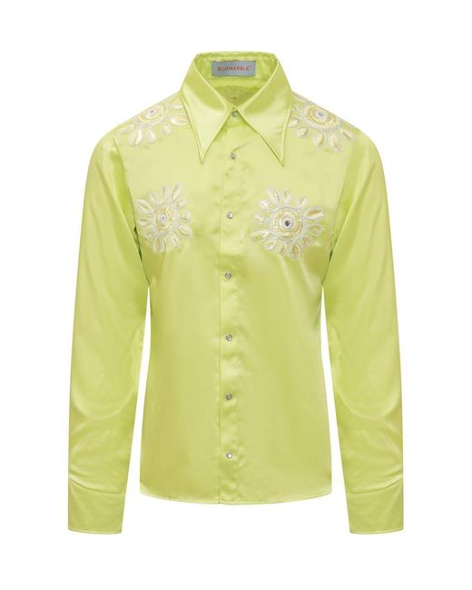 Bluemarble Yellow Shirt With Embroidery for men