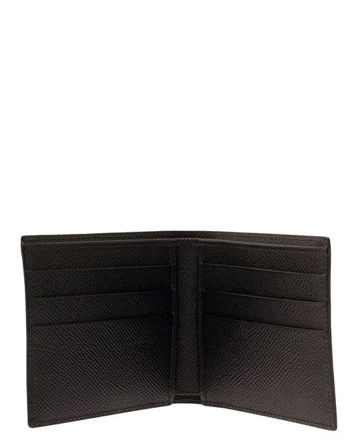 Dolce & Gabbana Black Calfskin Wallet With Coin Pocket And All-over Dg Print for men