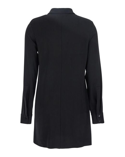 ..,merci Blue Dress With Classic Collar And Front Button Closure