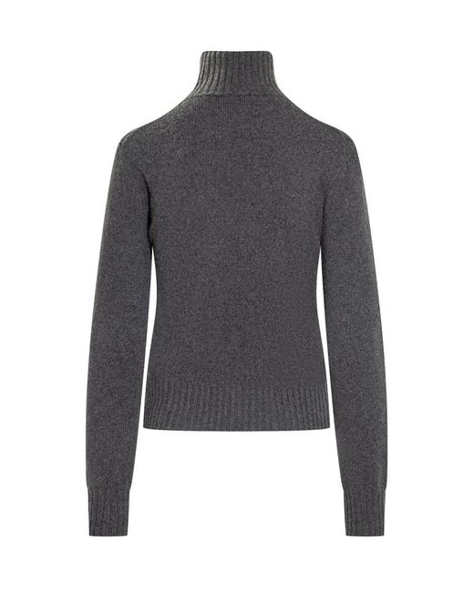 AMI Gray Grey Turtleneck In Wool Blend
